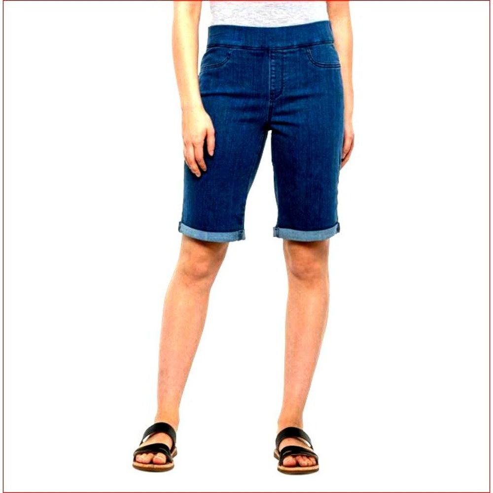 NYDJ Women Jean Pull On Shorts MDNMSH2616 Navy Roll Cuff Size 0 Bermuda